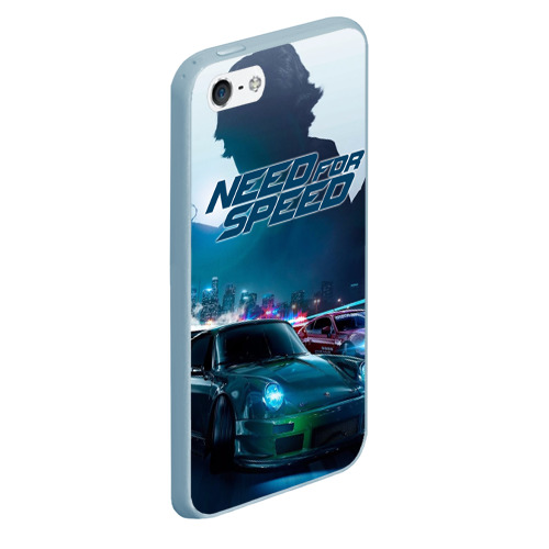 Чехол для iPhone 5/5S матовый Need for Speed, цвет голубой - фото 3