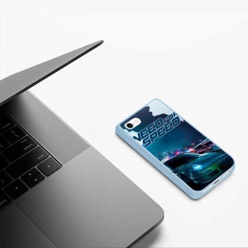 Чехол для iPhone 5/5S матовый Need for Speed, цвет голубой - фото 5