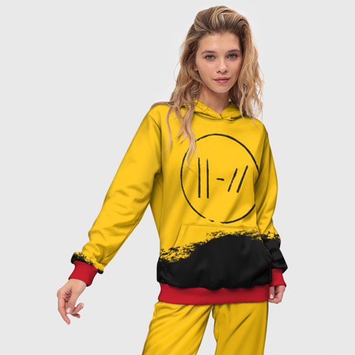 Женский костюм с толстовкой 3D Twenty One pilots TOP, цвет красный - фото 3