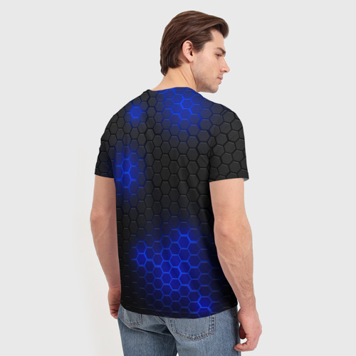 Мужская футболка 3D Стальная броня неоновая, цвет 3D печать - фото 4
