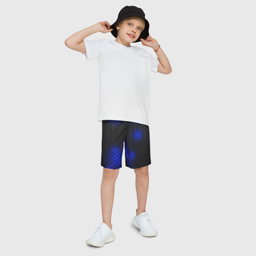 Детские спортивные шорты 3D с принтом СТАЛЬНАЯ БРОНЯ, фото на моделе #1