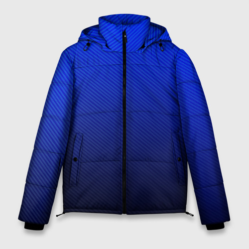 Мужская зимняя куртка с принтом Carbon blue синий карбон, вид спереди №1