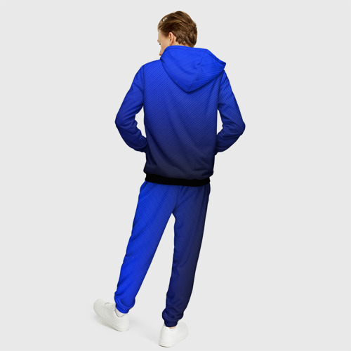 Мужской 3D костюм с принтом Carbon blue синий карбон, вид сзади #2