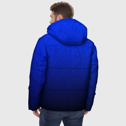 Куртка с принтом Carbon blue синий карбон для мужчины, вид на модели сзади №2. Цвет основы: черный