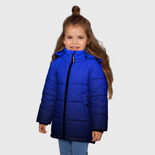 Зимняя куртка для девочек 3D Carbon blue синий карбон, цвет черный - фото 3