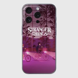 Чехол для iPhone 15 Pro силиконовый с защитой камеры Stranger things