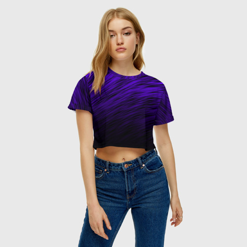 Женская футболка Crop-top 3D Штрихи, цвет 3D печать - фото 3