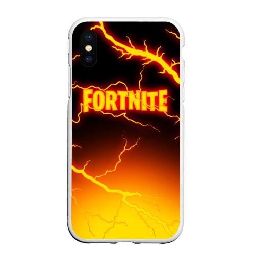 Чехол для iPhone XS Max матовый Fortnite firestorm Фортнайт шторм, цвет белый