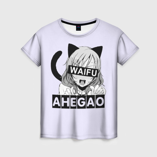 Женская футболка 3D с принтом Ahegao, вид спереди #2