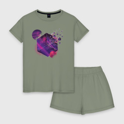 Женская пижама с шортиками хлопок Геометрия