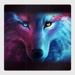 Магнитный плакат 3Х3 Neon wolf неоновый волк