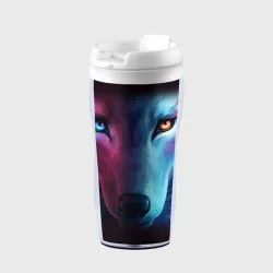 Термокружка-непроливайка Neon wolf неоновый волк