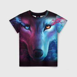 Детская футболка 3D Neon wolf неоновый волк