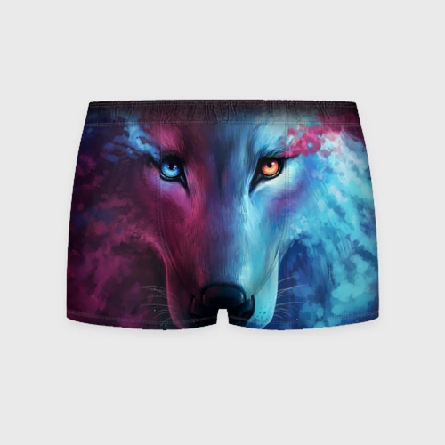 Мужские трусы 3D Neon wolf неоновый волк