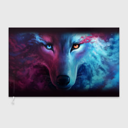 Флаг 3D Neon wolf неоновый волк