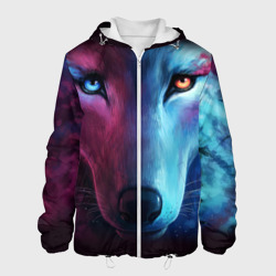 Мужская куртка 3D Neon wolf неоновый волк