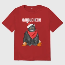 Мужская футболка хлопок Oversize Оливье неси коту