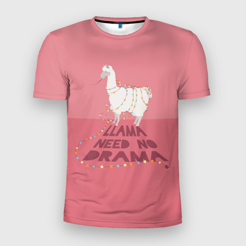 Мужская футболка 3D Slim LLama need no Drama, цвет 3D печать