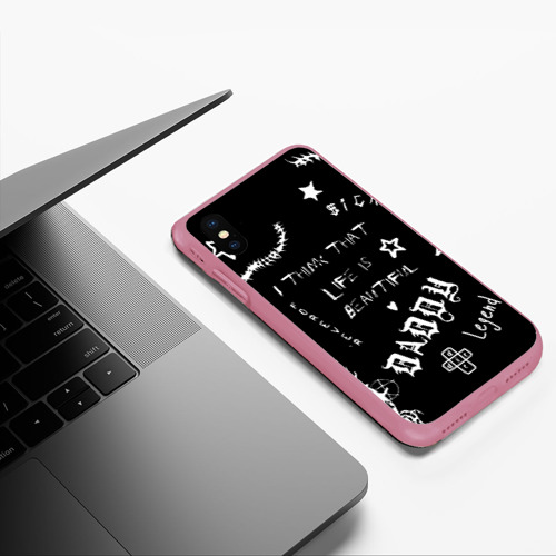 Чехол для iPhone XS Max матовый Life is beautiful, цвет малиновый - фото 5