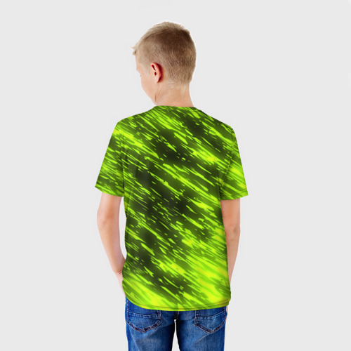 Детская футболка 3D с принтом ЗЕЛЕНЫЙ ОГОНЬ, вид сзади #2