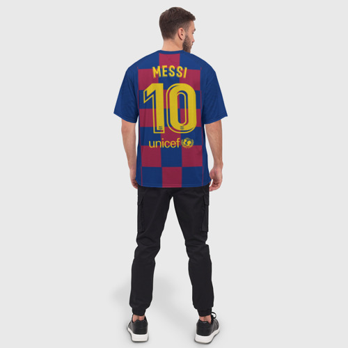Мужская футболка oversize 3D Messi home 19-20 season, цвет 3D печать - фото 4
