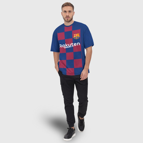 Мужская футболка oversize 3D Messi home 19-20 season, цвет 3D печать - фото 5