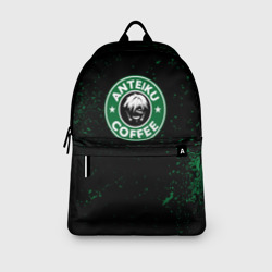Рюкзак с принтом Anteiku coffee sturbucks для любого человека, вид спереди №3. Цвет основы: белый