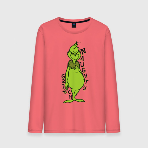 Мужской лонгслив хлопок Naughty Grinch, цвет коралловый