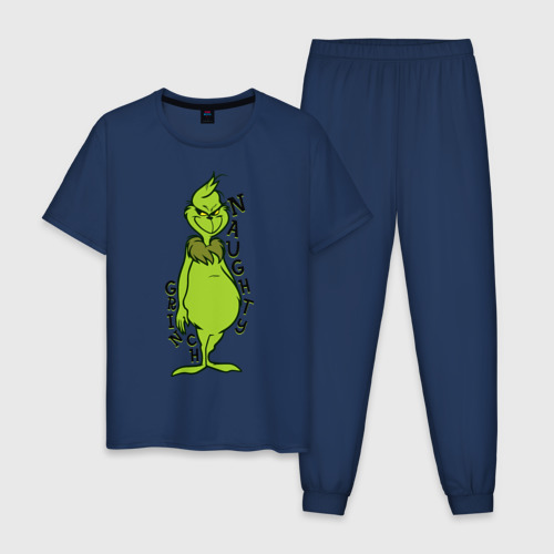 Мужская пижама хлопок Naughty Grinch, цвет темно-синий