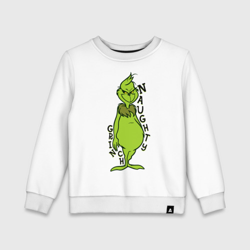 Детский свитшот хлопок Naughty Grinch, цвет белый