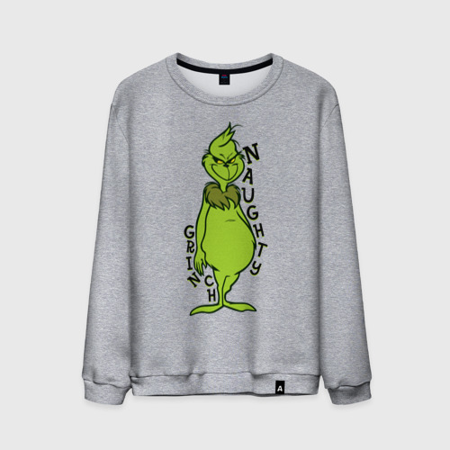 Мужской свитшот хлопок Naughty Grinch, цвет меланж