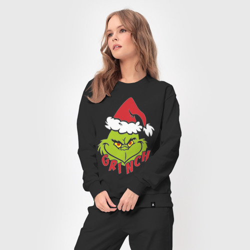 Женский костюм хлопок Cristmas Grinch, цвет черный - фото 5