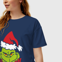 Женская футболка хлопок Oversize Cristmas Grinch - фото 2