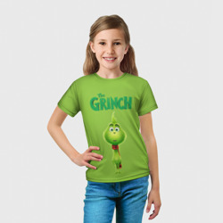 Футболка с принтом The Grinch для ребенка, вид на модели спереди №3. Цвет основы: белый