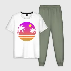 Мужская пижама с белой футболкой хлопок Tequila Sunset