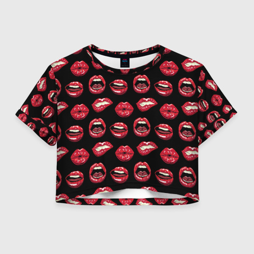 Женская футболка Crop-top 3D Сочный Губки Фото 01 Женская футболка Crop-top 3D Сочный Губки Фото 01