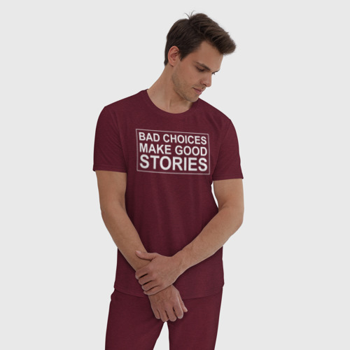 Мужская пижама хлопок с принтом Bad choices make good stories, фото на моделе #1