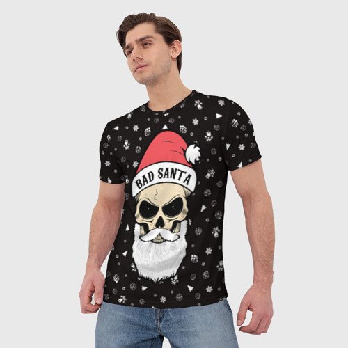 Мужская футболка 3D Bad Santa, цвет 3D печать - фото 3
