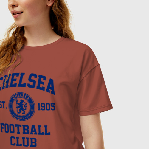 Женская футболка хлопок Oversize Челси, цвет кирпичный - фото 3
