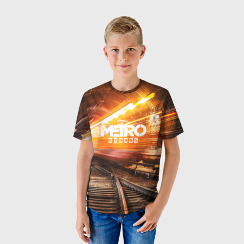 Детская футболка 3D с принтом Metro Exodus, фото на моделе #1