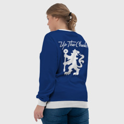 Свитшот с принтом Челси для женщины, вид на модели сзади №3. Цвет основы: белый