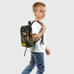 Рюкзак с принтом Metro Exodus для ребенка, вид сзади №1. Цвет основы: белый