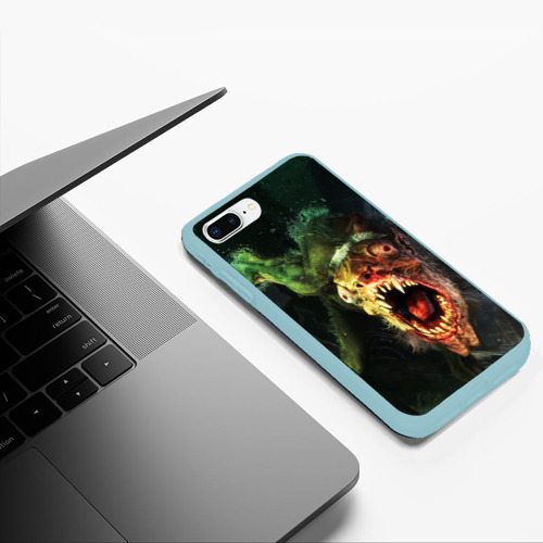 Чехол для iPhone 7Plus/8 Plus матовый Metro exodus - рыба мутант, цвет мятный - фото 5