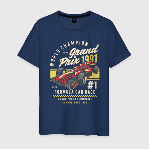 Мужская футболка хлопок Формула 1, цвет темно-синий