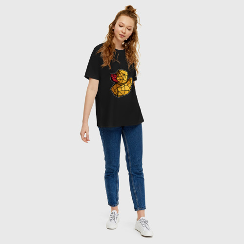Женская футболка хлопок Oversize с принтом Геометрическая уточка, вид сбоку #3