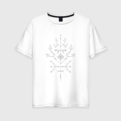 Женская футболка хлопок Oversize Славянский узор V2, цвет белый