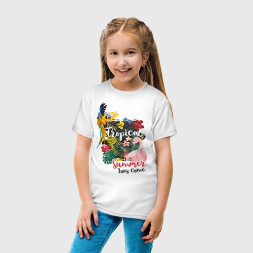 Детская футболка хлопок Тропики, цвет белый - фото 5