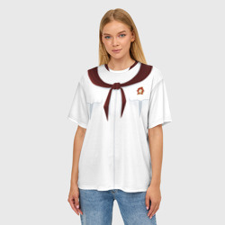 Женская футболка oversize 3D Форма пионера бесконечное лето - фото 2