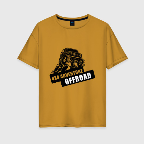 Женская футболка хлопок Oversize Offroad Adventure, цвет горчичный