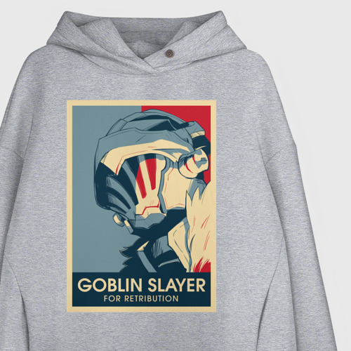 Женское худи Oversize хлопок Goblin Slayer Убица Гоблинов, цвет меланж - фото 3